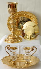French antique solid silver gilt Baroque Chapel Set